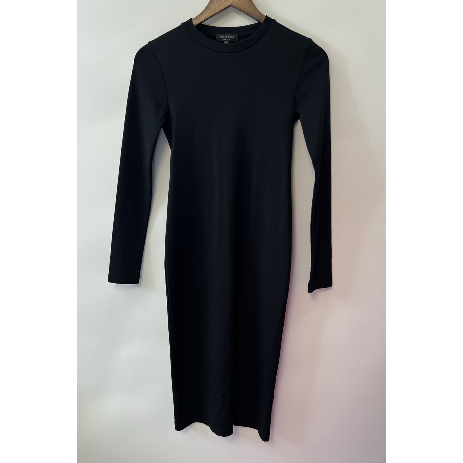 Rag & Bone Nwot Long Sleeve Midi Bodycon Liquid Knit Dress Sz Xxs Black Timeless